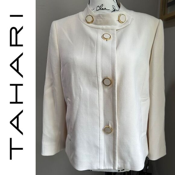 TAHARI ASL Annette Ivory Blazer Jacket 12 - Picture 1 of 13